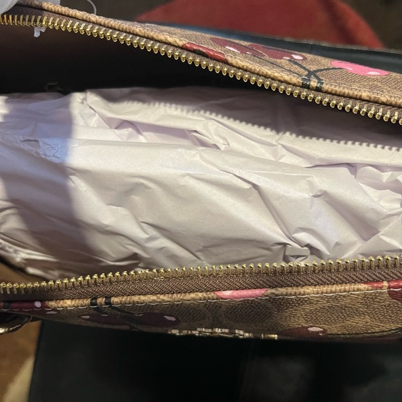 Coach Cherry Print Brown Tote Bag - Picture 5 of 7